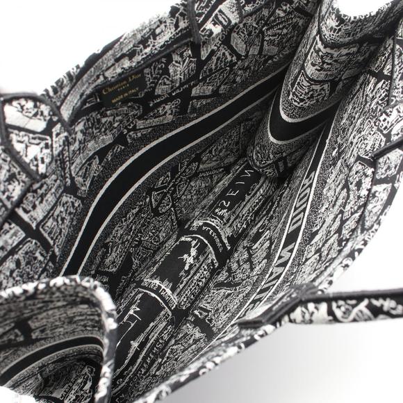 Dior Book Tote Large Tote Bag Canvas Black White - Picture 3 of 7